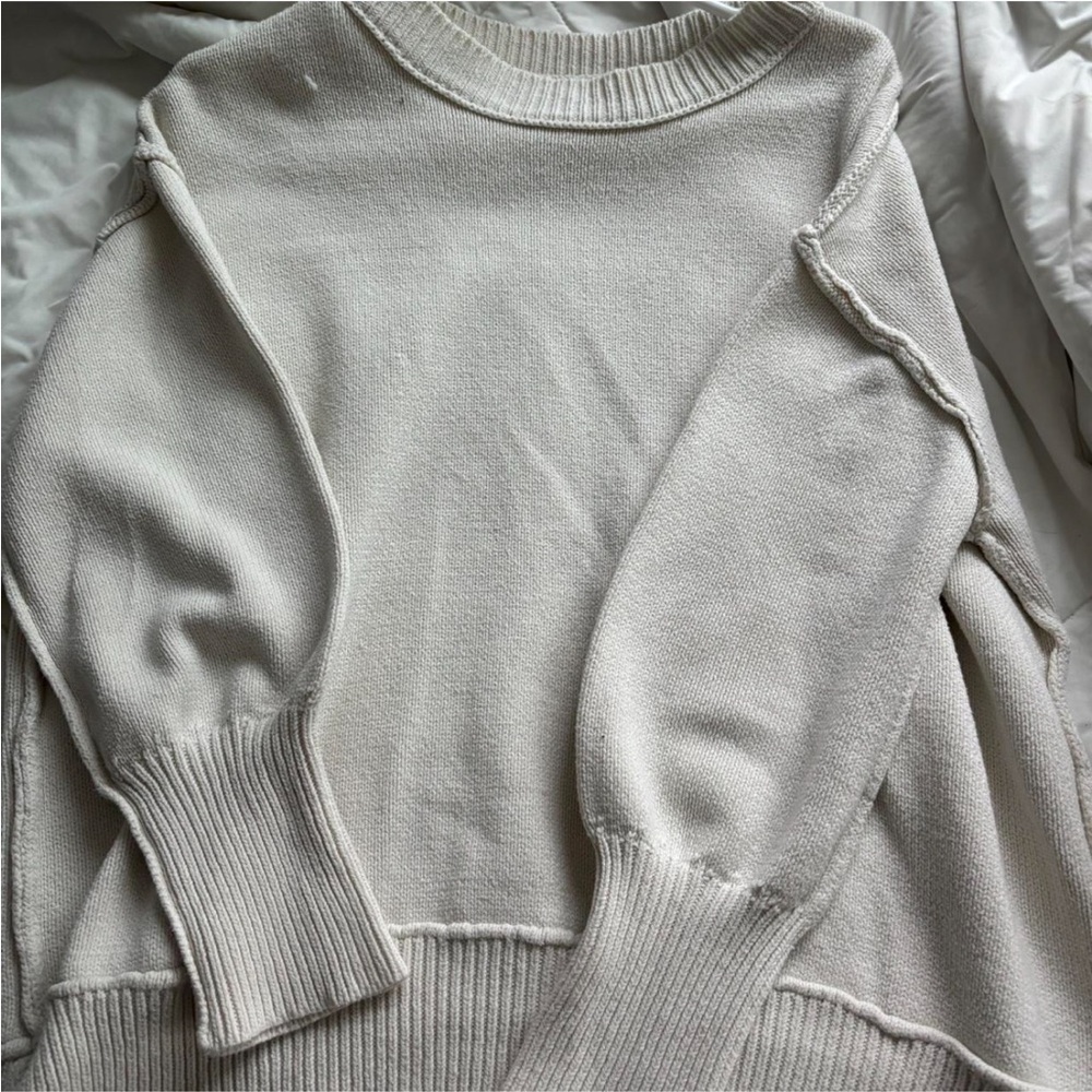 Chic Cream Crew Neck Sweater